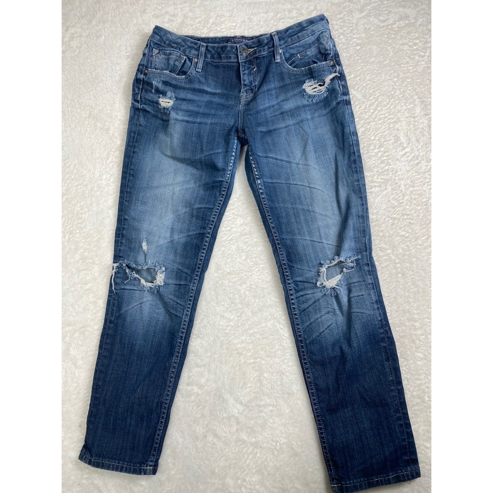 Vigoss Boyfriend Jeans Women's‎ Size 11 Distressed Denim Jeans Rolled Up Skinny